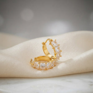 Gold Plated Cubic Zirconia Huggie Hoop Earrings
