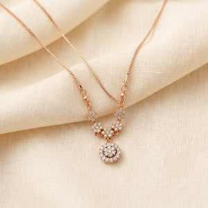 Gold Plated Oval Ruby Gemstone Floral Pendant Necklace with CZ Crystals