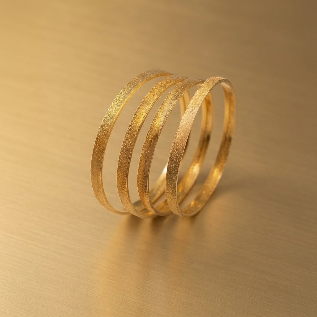Gold Plated Textured Slim Bangles Set for Women | Matte Finish Stacking Kangan Set