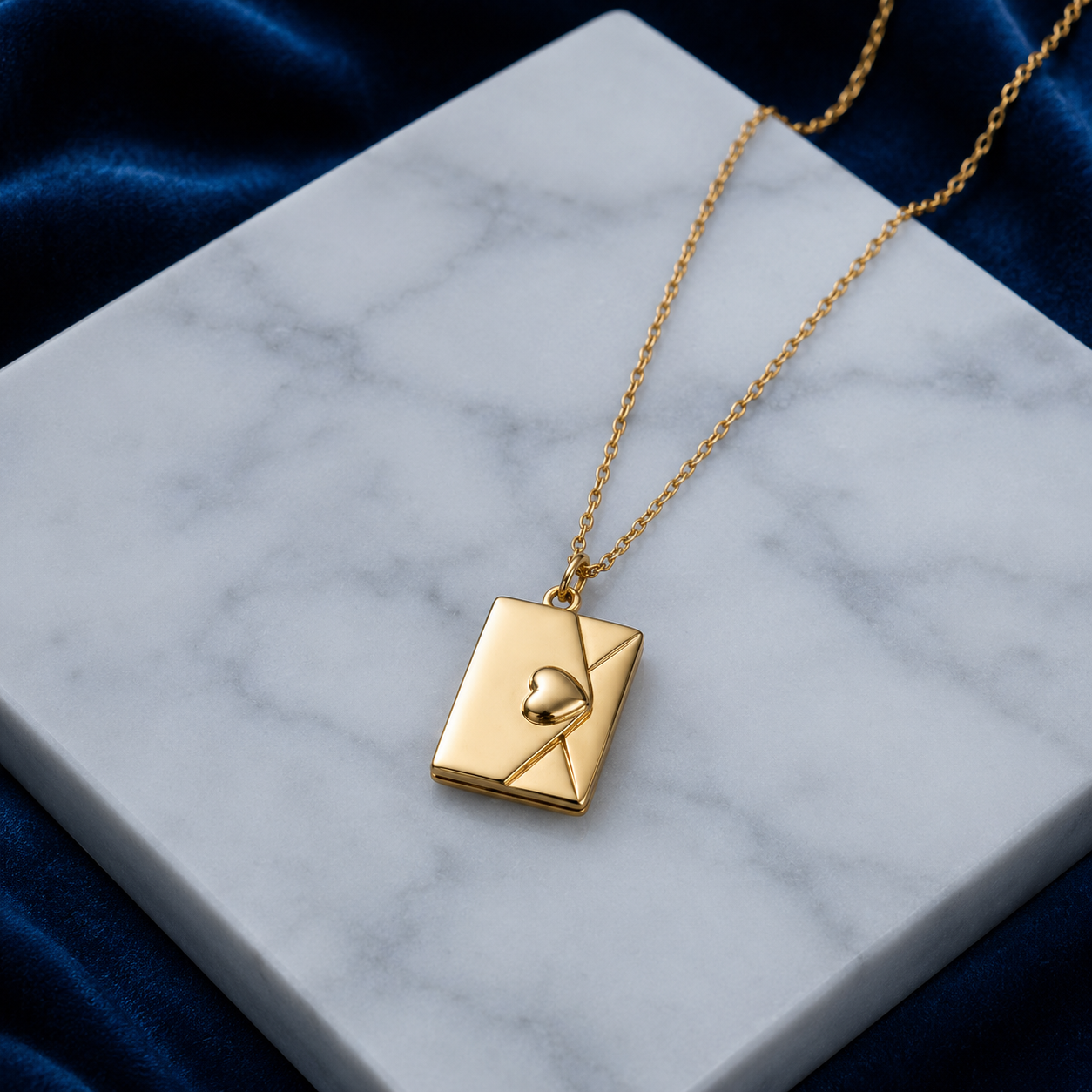 Gold Plated Vintage Memory Locket Necklace | Love Letter Envelope & Book Photo Pendant